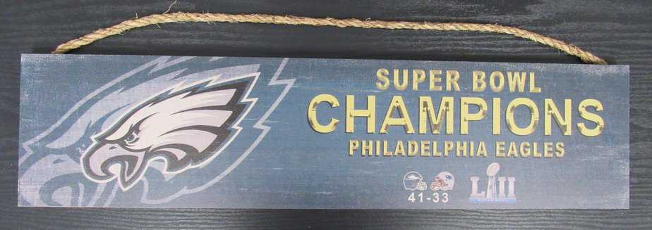Philadelphia Eagles Super Bowl Champions Wood Sign With Rope