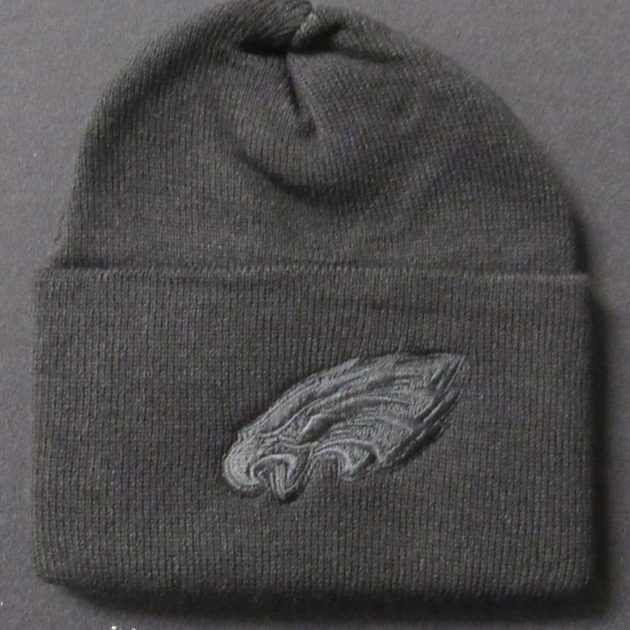 Philadelphia Eagles Knit Hat Black Logo on Black