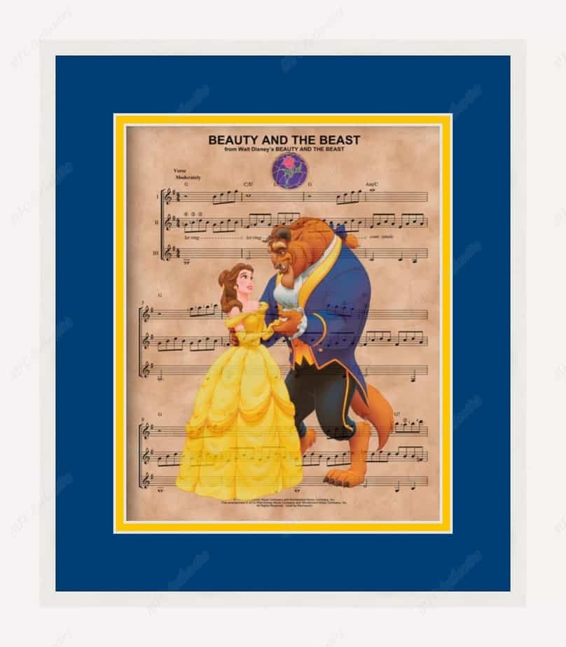 Beauty and the Beast Framed Sheet Music Print - MFC Authentics