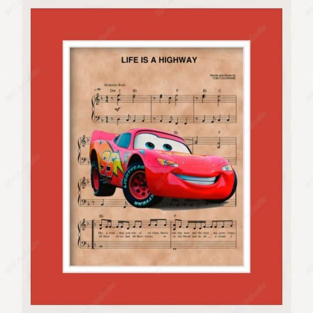Cars "Life is a Highway" Framed Sheet Music Print
