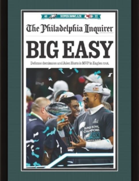 Philadelphia Eagles Super Bowl Champions Framed Original Newspaper Cover