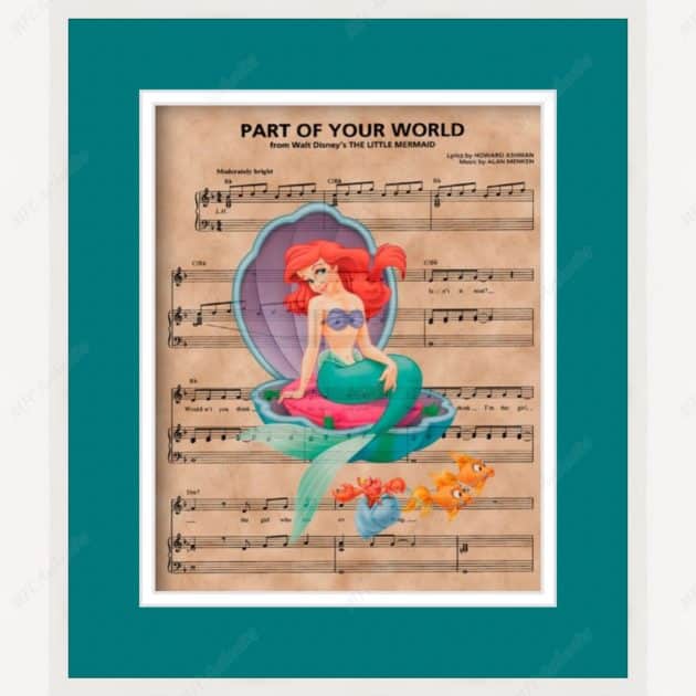 The Little Mermaid "Part of Your World" Framed Sheet Music Print