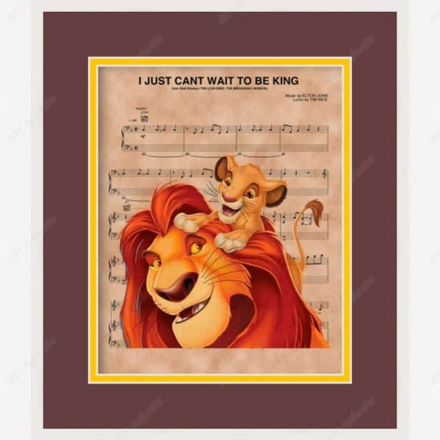 The Lion King "I Just Can't Wait to Be King" Framed Sheet Music Print