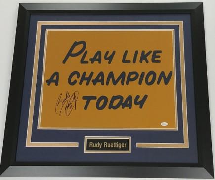 Rudy Ruettiger Autographed “Play Like a Champion” 16x20 Framed Photo Display