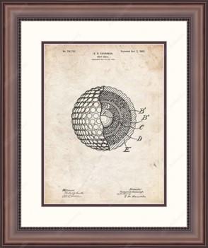 Golf Ball Framed Replica Patent