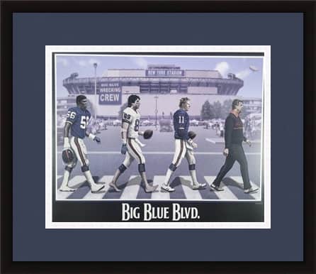New York Giants "Big Blue Boulevard" Framed Artwork Print, featuring the likes of Lawrence Taylor, Mark Bavaro, Phil Simms & Bill Parcells.