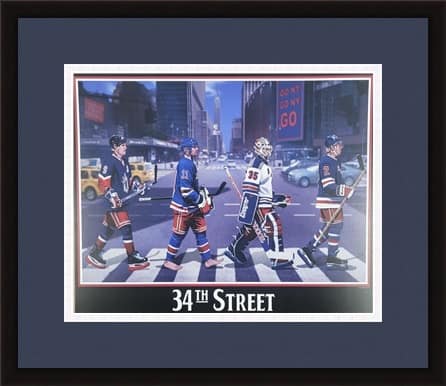 New York Rangers "34th Street" 16x20 Artwork Print, featuring Adam Graves, Mark Messier, Mike Richter & Brian Leetch.